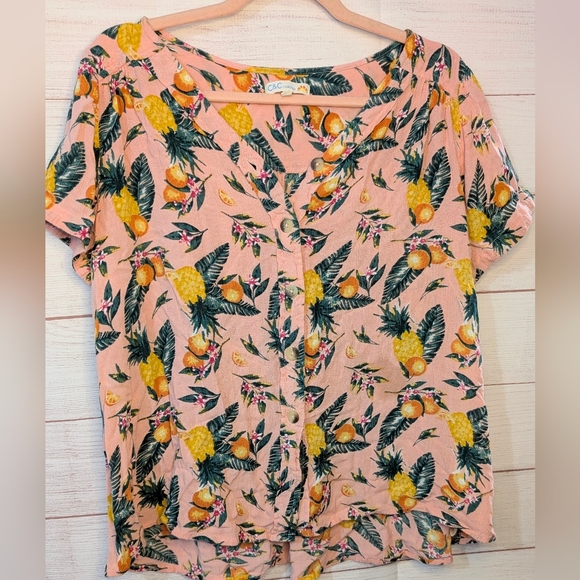 C&C California Tops - Nwot C & C California Pink Tropical Print Top Size XL